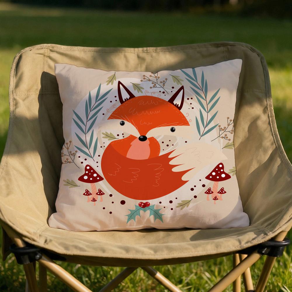 

Fox Cute Woodland Cushion Cover Soft Reversible Durable Pillow Cover MultiScene Use for Home Car Daily Comfort 30x30cm