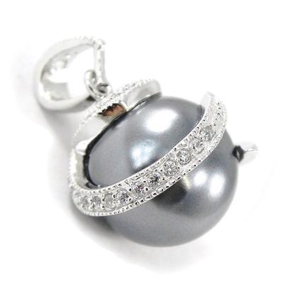 [F6327] - Silver Pendant 'Pearl Beauty' Gray
