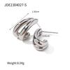 Youthway Stainless Steel Double Layer Hollow C Shape Earrings Waterproof Polished Gold Plated Chic Stylish Ear Jewelry