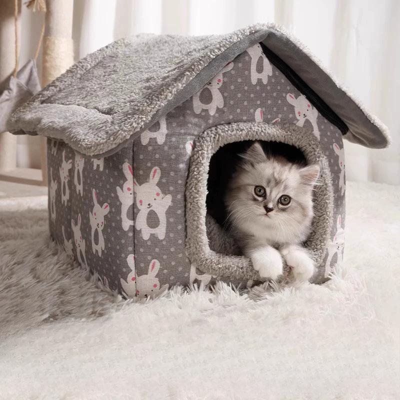 

Кошачье гнездо зимой теплый закрытый домик для кошек вилла маленькая собачья будка четыре сезона универсальный съемный и моющийся домик для собак собачья будка Gray rabbit basic model