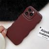 Retro Burgundy Apple 16 Phone Case Iphone17 Premium 14 for 15promax Wavy Edge 13 Solid Color
