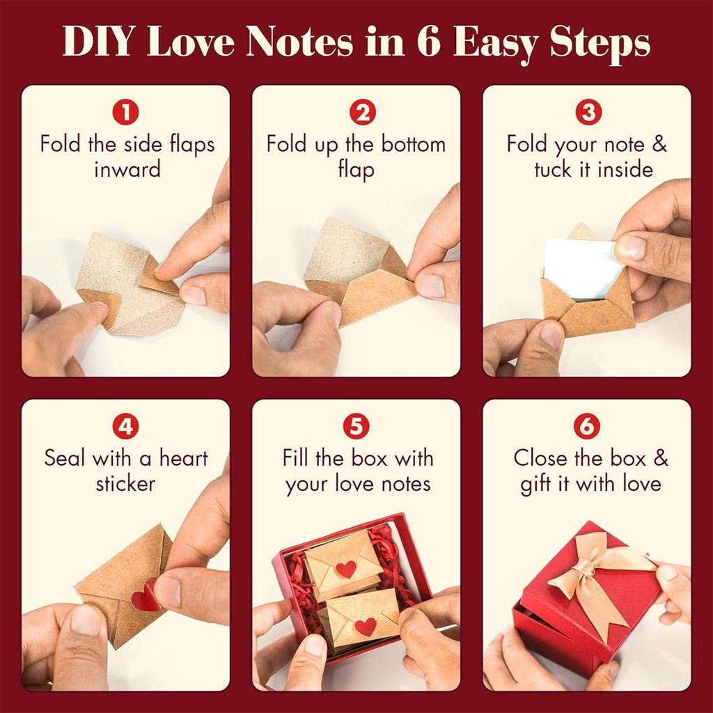 60pcs Mini Envelopes with Heart Stickers Love Notes Cards for Weddings Valentine's Day Romantic Gifts for Boyfriend Girlfriend