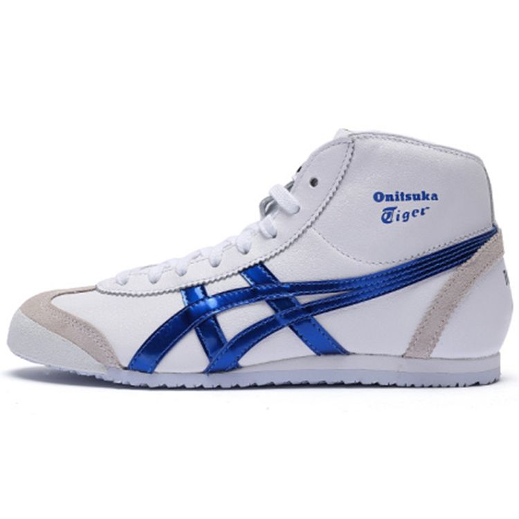 ONITSUKA TIGER Mexico Mid Runner Comfortable Durable Lightweight High-Top Casual Running Shoes Unisex Sneaker White Blue 1183A658-100