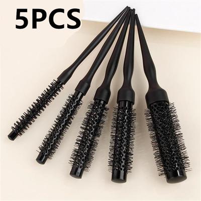 1PC Schwarz Rund Barrel Haar Kamm Haar Styling Haarbürste Nylon Kamm Zylinder Lockiges Haar Kamm Aluminium Rohr Salon Werkzeug