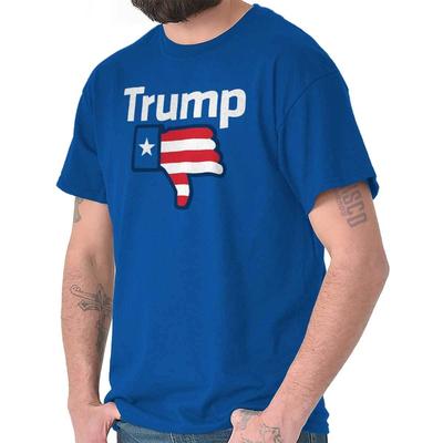 Donald Trump Daumen runter USA Flagge Damen oder Herren Rundhals 100% Baumwolle T-Shirt Herren T-Shirts Oberteil Tee