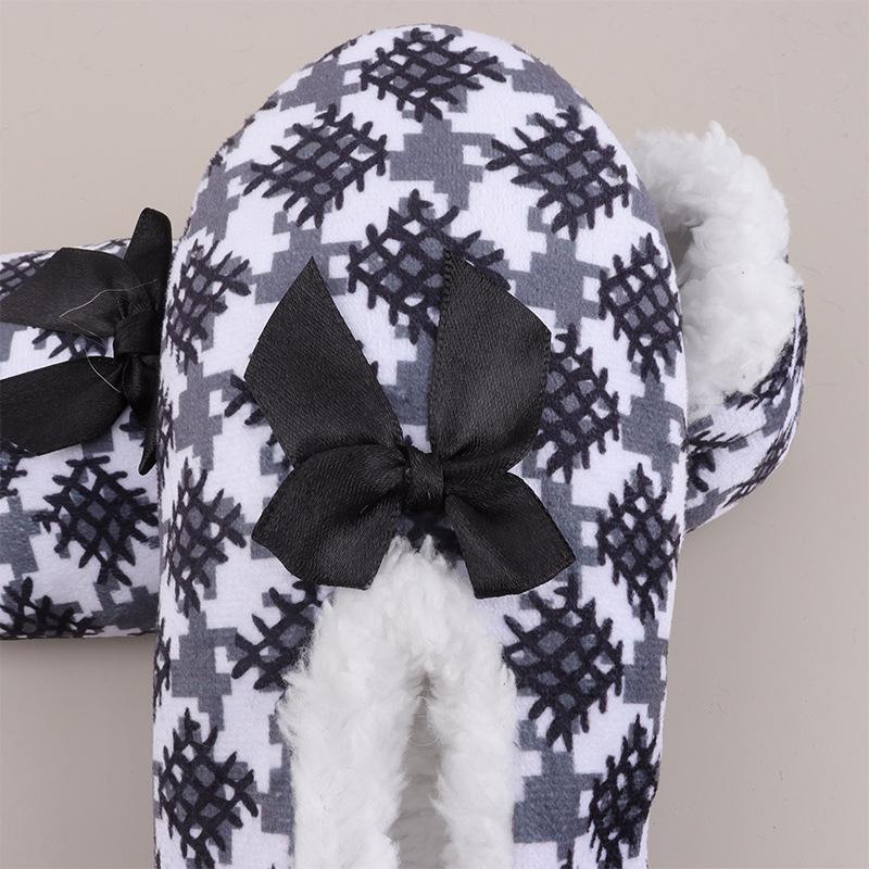 Pantuflas de Rayas Acogedoras con Lazo para Mujer