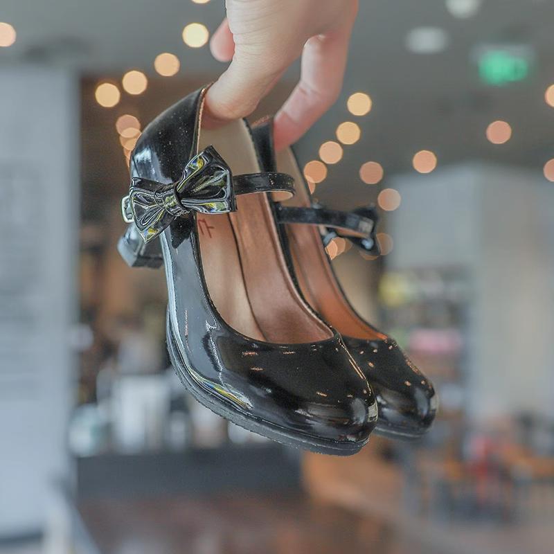 

Высокие каблуки для девочек, Детская кожаная обувь, Туфли для маленькой принцессы, Красное выступление маленькой девочки, Прогулочное шоу, Туфли принцессы, Детская обувь 34 чёрный