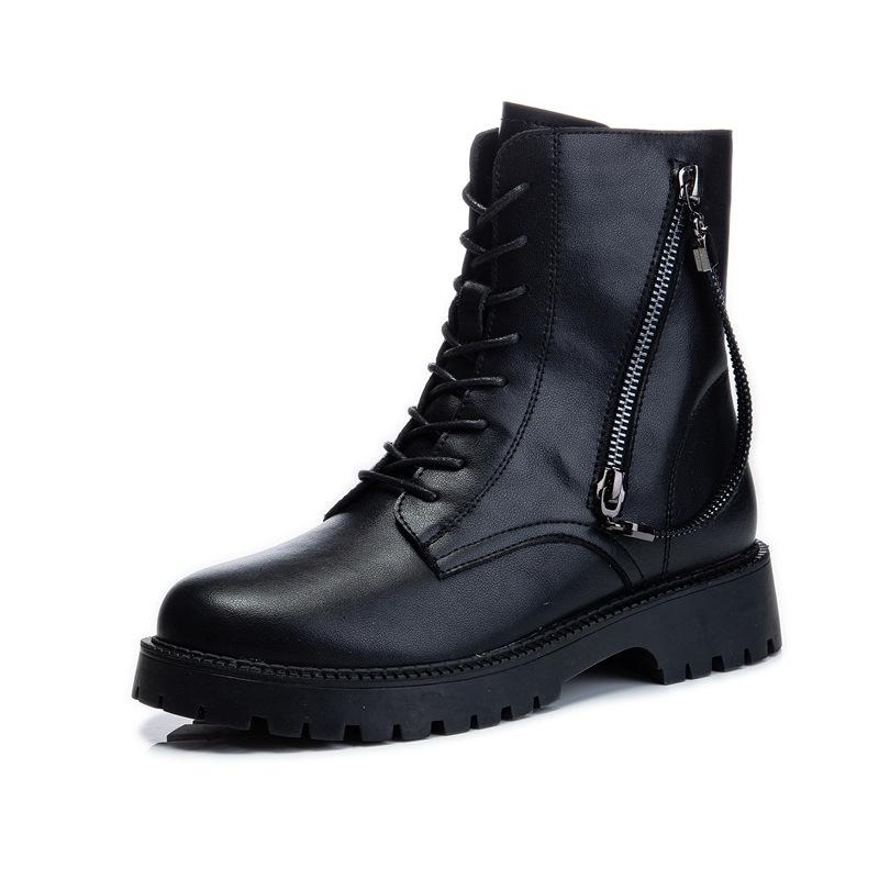 Leather Martin boots women's autumn and winter 2025 British wind mid-range boots children's thick-soled thick-heeled casual women's boots are trendy