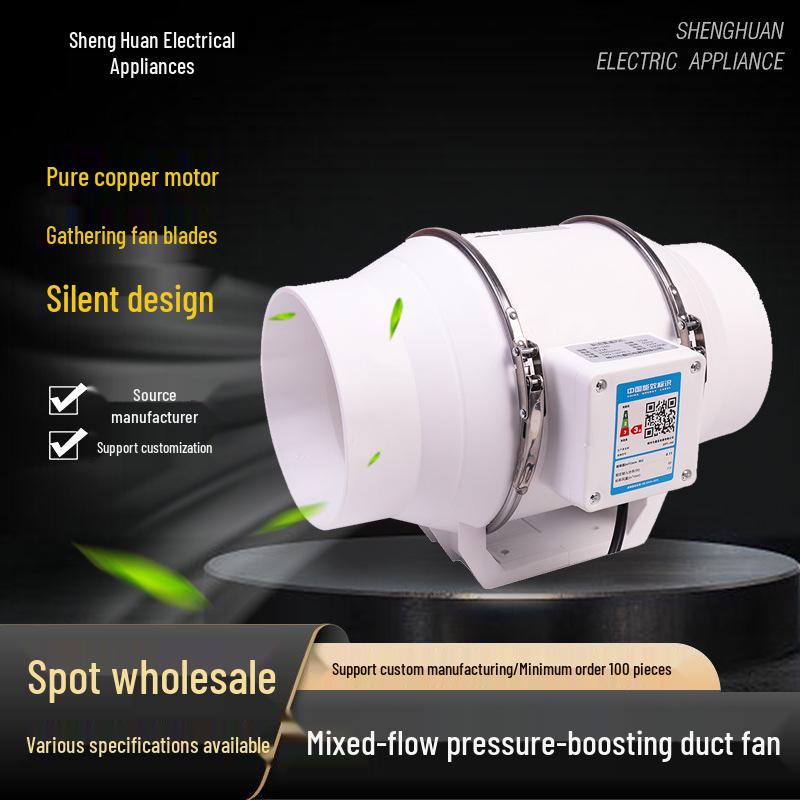 Powerful Mixed Flow Booster Duct Fan for Bathroom & Kitchen Exhaust