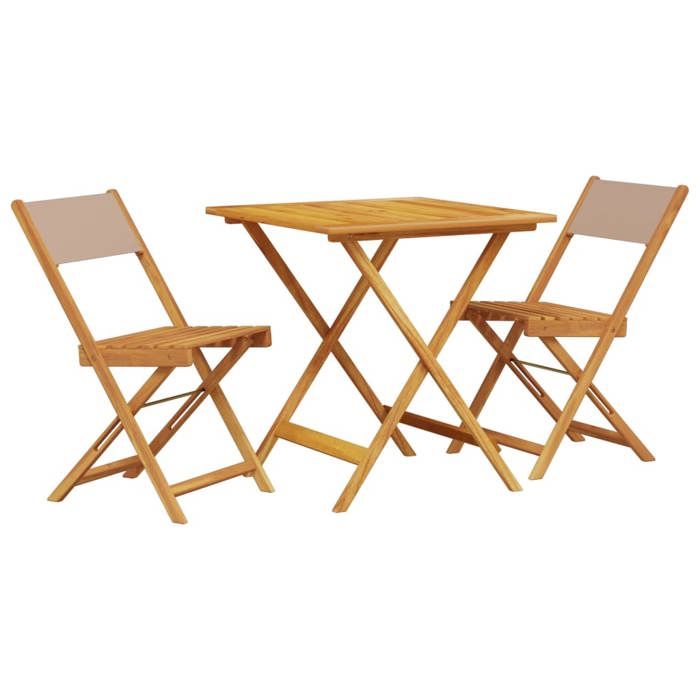 VidaXL Ensemble de bistro 3 pcs taupe tissu et bois massif, ensemble de bistro de jardin, ensemble de balcon, ensemble de 3281870