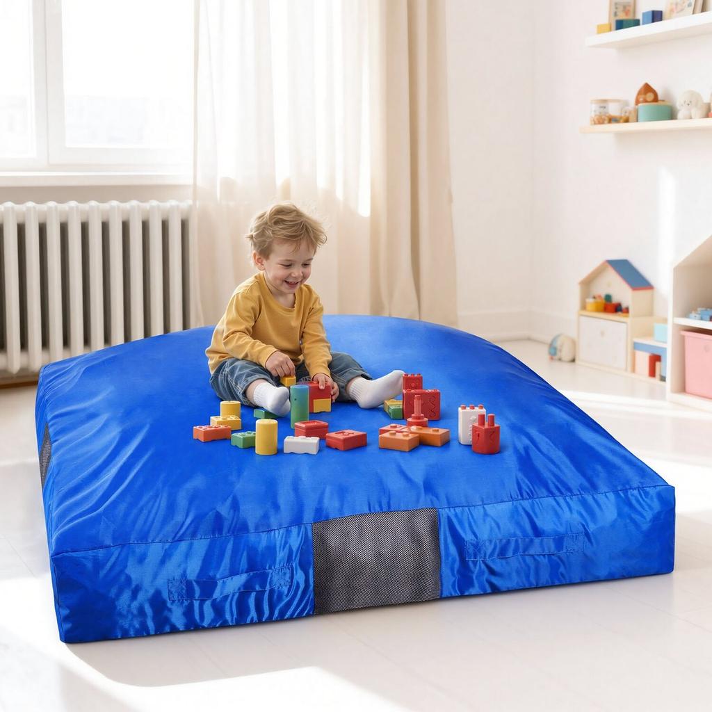 Crash Pad, 1500 X 1500 Mm Crash Pad for Kids Sensory with Foam Blocks & Washable Cover, Large Soft Foam Landing Zone Giant Pillow Mat, Sensory Room