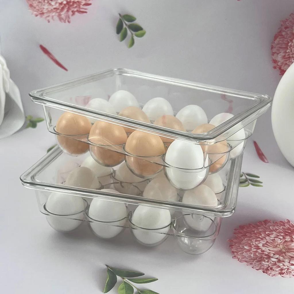 1PC refrigerator storage, kitchen sorting, egg tray preservation box, egg compartment, household egg tray, plastic egg box, duck