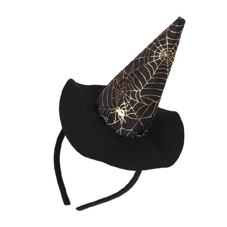 Festival Halloween Witch Hat Hairband with Mesh for Women Men Cosplay Spiderwebs Wizard Caps Headband Costume Accessory