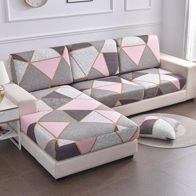 Printed Sofa Seat Cushion Cover Elastic Pets Kids Living Room Floral Stretch Washable Removable Slipcover Furniture Protector