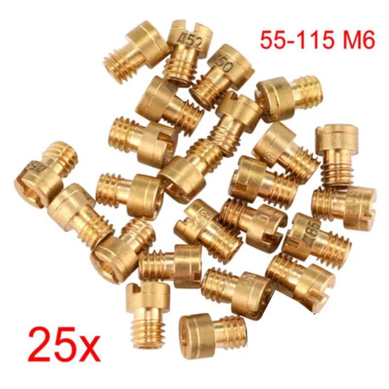 25Pcs Jato principal 55-115 M6 para carburadores Dellorto e Mikuni 6mm Conjunto de jatos principais Substituição do bico do injetor do carburador