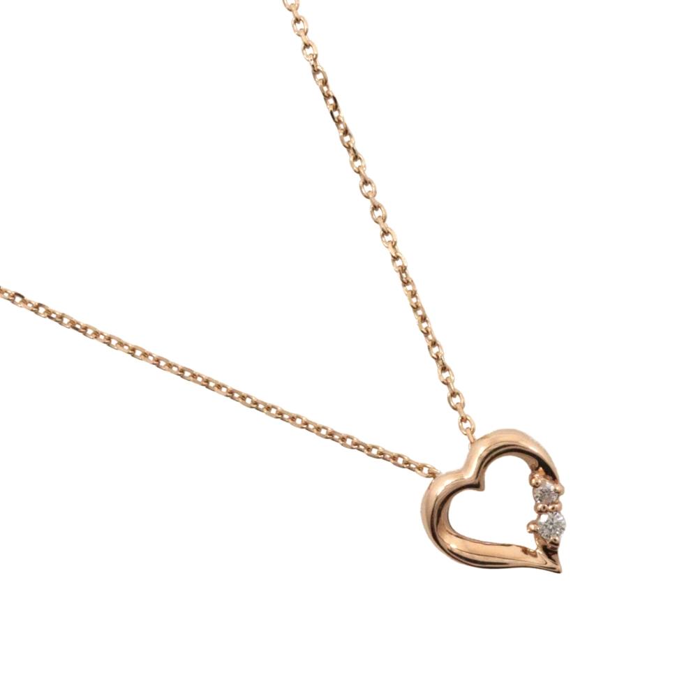 

TAKE-UP heart Necklace 2P diamond K10 yellow gold/diamond heart 1.2g Women Used