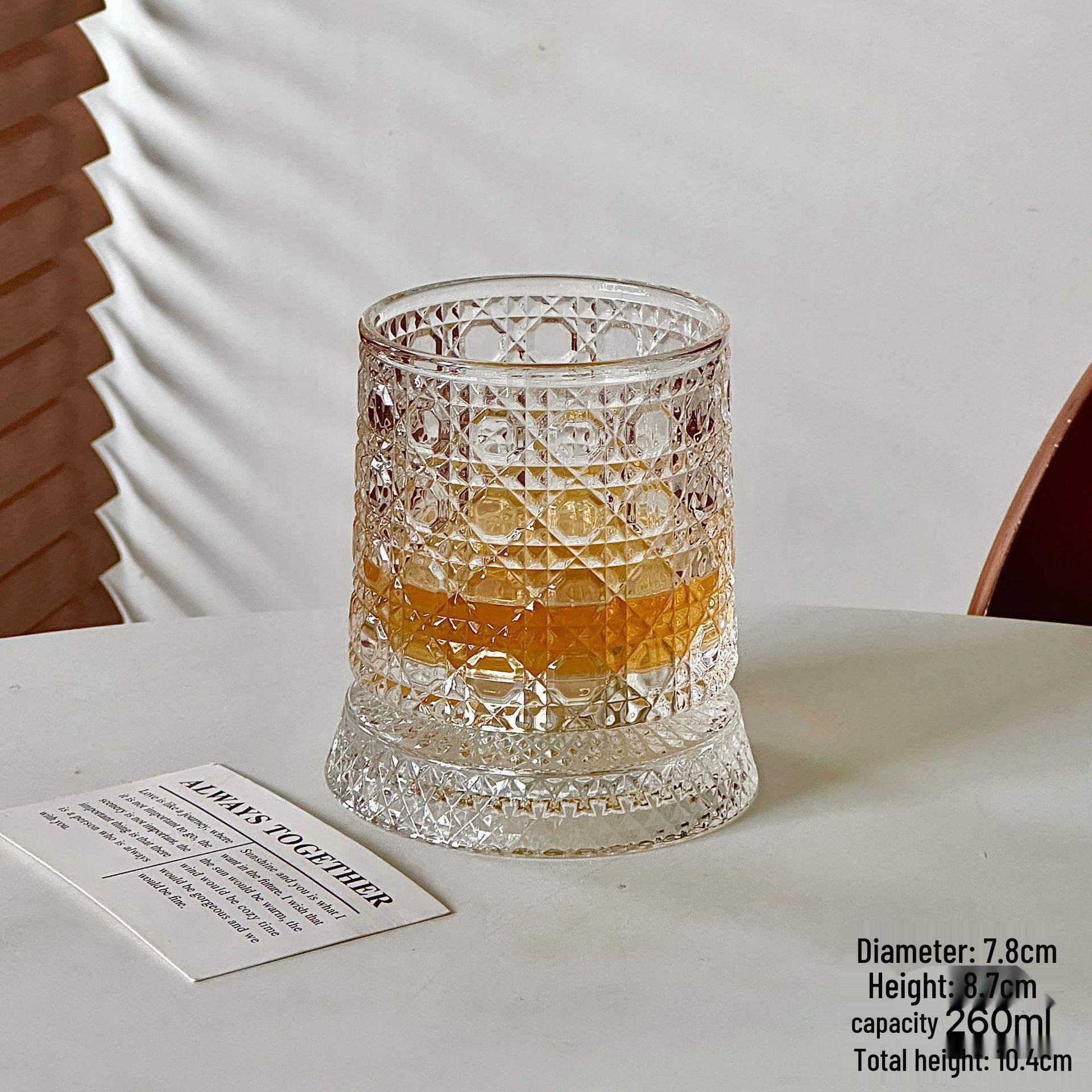 Rotating Crystal Whiskey Glass: Elegant and Creative Tumbler for Liquor & Beer