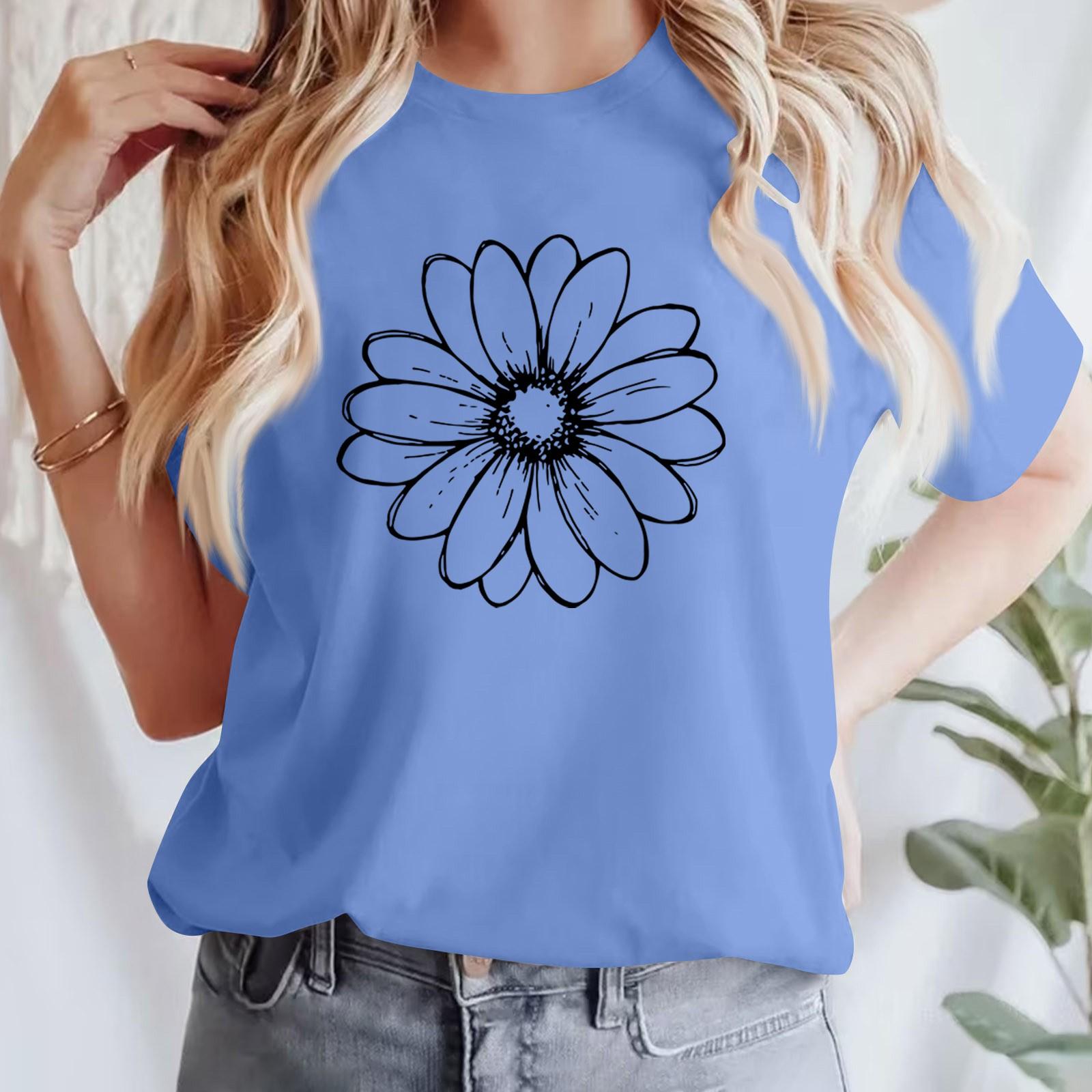 

Женская повседневная футболка с принтом, пуловер с круглым вырезом, топ с короткими рукавами XL