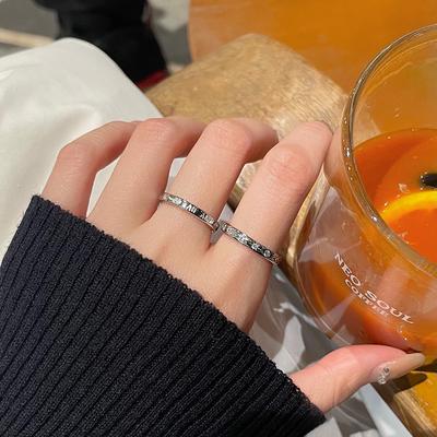 Niche Design Simple High Sense Stacked Open Ring Female Cold Wind Roman Numerals Cross Ring