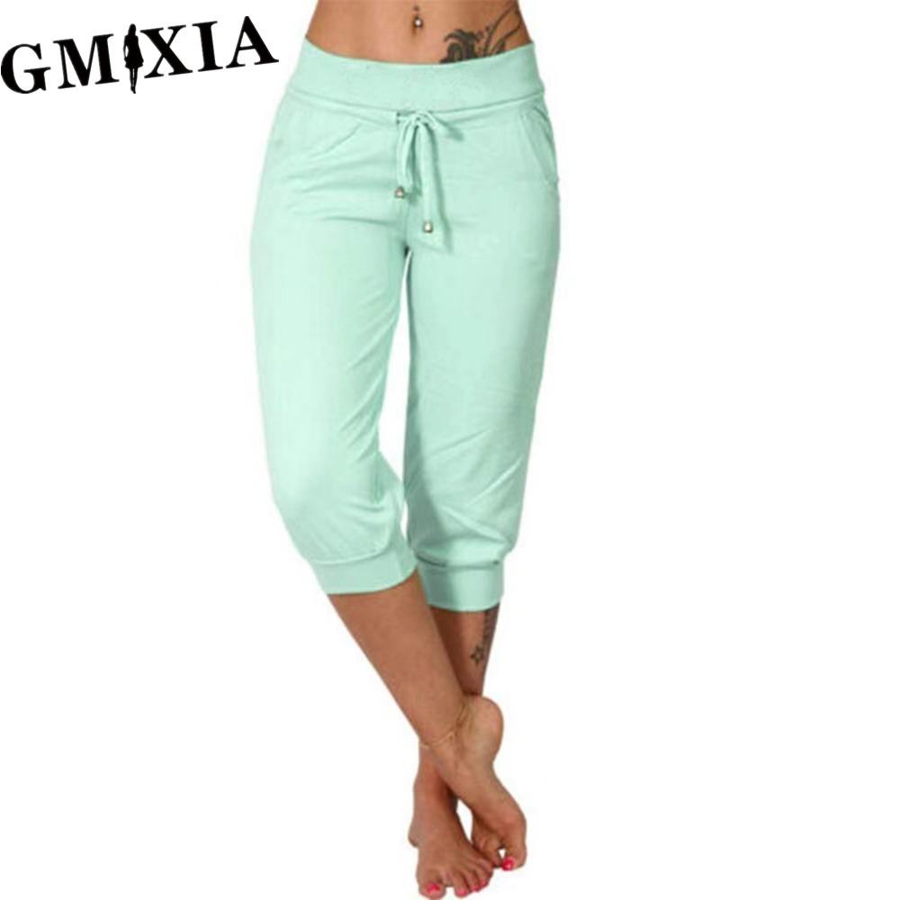 

GMXIA 10 цветов Женские модные повседневные однотонные брюки и капри с принтом XXXL