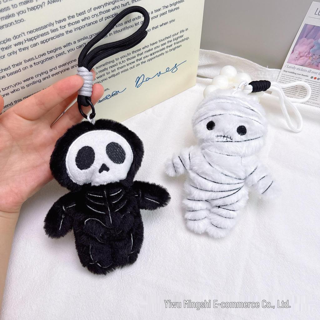 Creatieve Mummie Pluche Speelgoed Schedel Bedeltje - Halloween Rugzak Sleutelhanger Cadeau