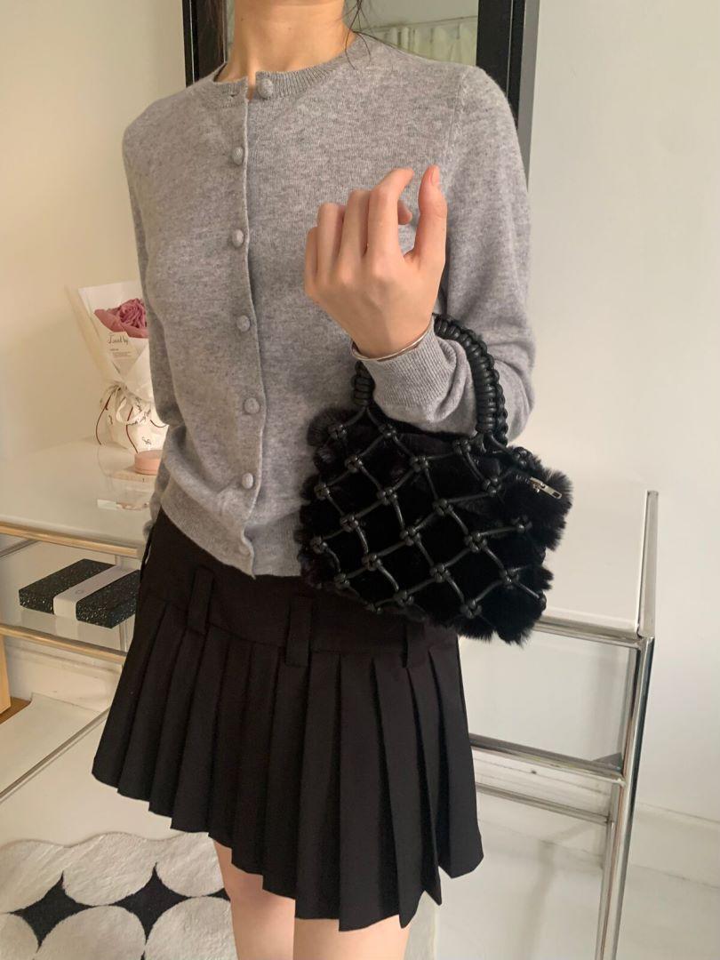 

Осенне-зимняя новая мини-сумочка из искусственной веревки ручной работы с сеткой, плюшевая внутренняя сумка с модной повседневной сумкой чёрный