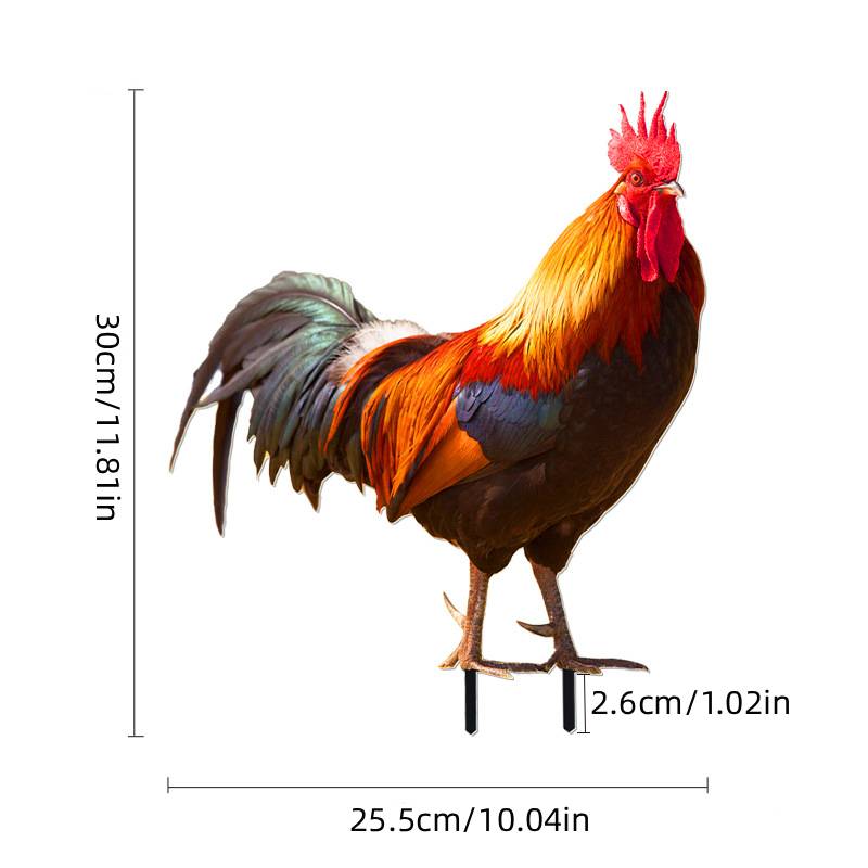 1pc Acrylic Simulation Rooster Card Outdoor Courtyard Insertion Garden Lawn Decoration Courtyard Style Decoration