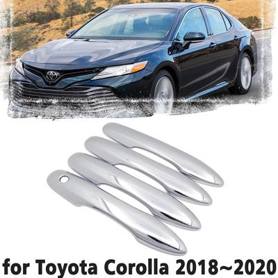Luxury Chrome Door Handle Cover Trim Protection Cover for Toyota Camry Daihatsu Altis XV70 70 2018~ Car Accessory Sticker