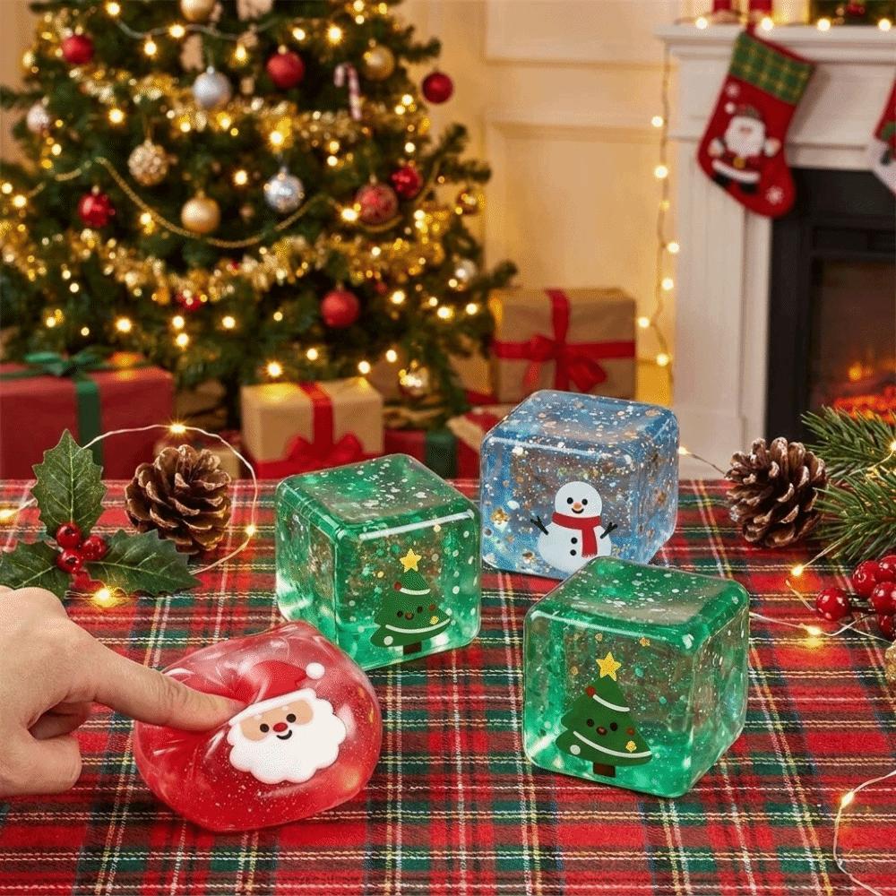 Slow Rebound Christmas Cube Squeeze Toy Lightweight Squeeze Fidget Toy For Office Workers