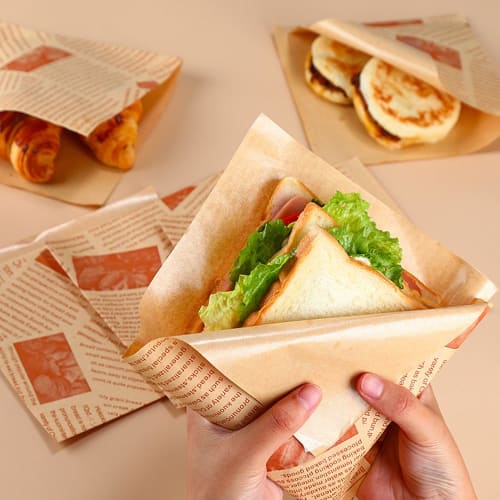 YFFSFDC Burger Bags, Hamburger Wrappers, Disposable Sandwich Wraps, Wax Paper Sheets, Greaseproof Paper, Fried Food Wrapping, Restaurant, Picnic, Part