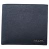 PRADA 2M0738 Saffiano Martic Leather Bifold Wallet with Coin Pocket blackUsed