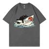 Funny Cat Riding Shark Graphic T Shirts High Street Fashion Trend Short Sleeve Tshirts Unisex Unisex Casual Loose Cotton Tshirt
