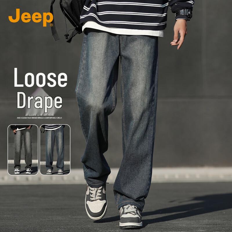 JEEP Men's Retro Loose Straight Leg Jeans