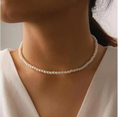 New Fashion Imitation Pearl Necklace Clavicle Chain For Elegant Women Bead Chain Neck Collar Wedding Jewelry 4Mm 6Mm 8Mm