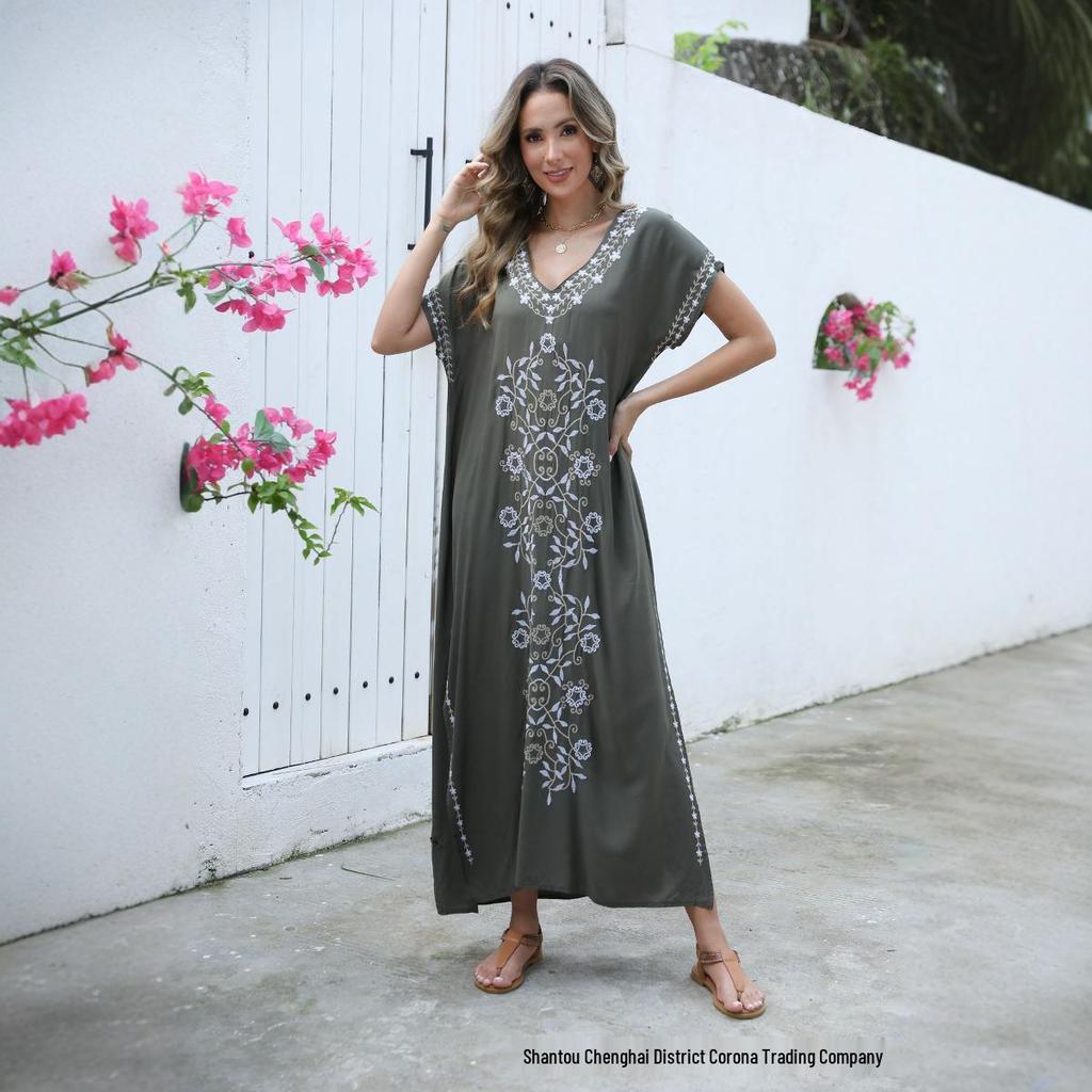 Embroidered Beach Cover-Up for Sun Protection and Style In Seaside Vacations
