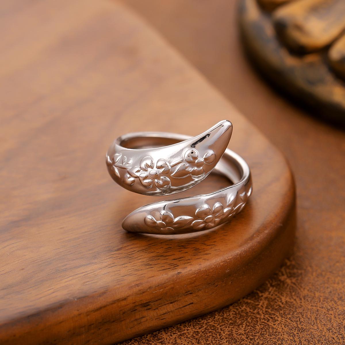 

Кольцо с геометрической резьбой с покрытием из 18-каратного золота – Регулируемое открытое кольцо из нержавеющей стали, Минималистичные модные украшения J1353-B