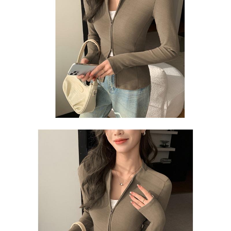 Cappotto Corto da Donna S Slim Fit Girocollo Manica Lunga con Zip Caldo Autunno Inverno