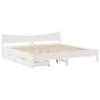 VidaXL Bed Frame with Drawers White 200x200 Cm Solid Pine Wood, Slatted Base, Double Bed Frame, Wooden Bed Frame 3301894