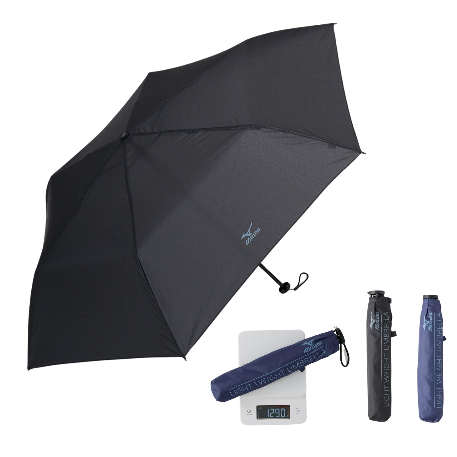

MIZUNO Lightweight Folding Carbon Fiber 6 92231 Umbrella, Ribs, Ribs, 55cm, One-Point Logo, Black, чёрный