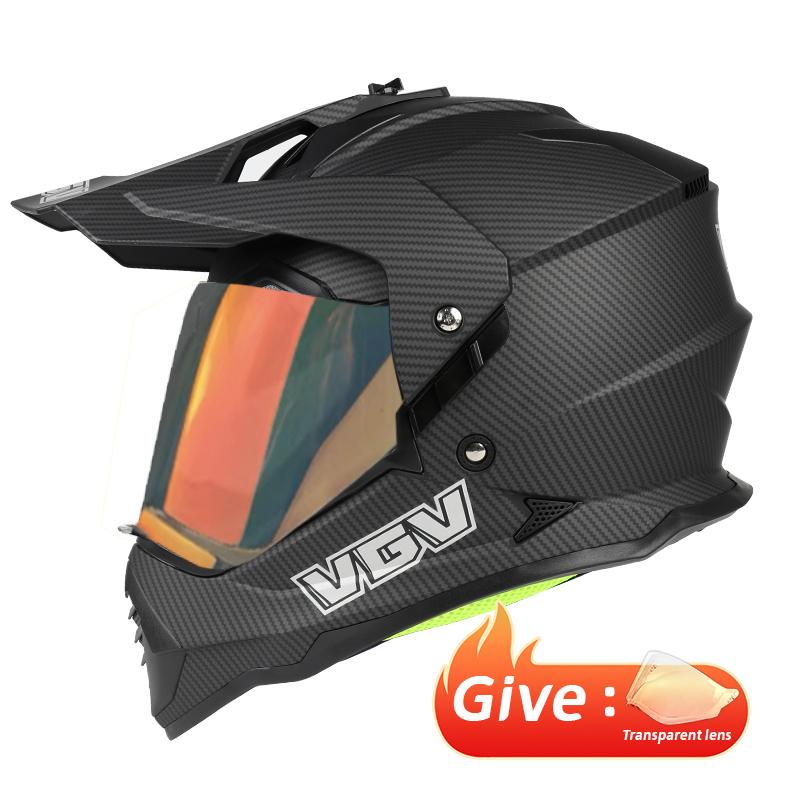 VGV Motocross Helmet DOT Double Lens Common Man Women Motorcycle Helmet Dirt Bike Karting Downhill AM DH Cross Sunscreen Lens