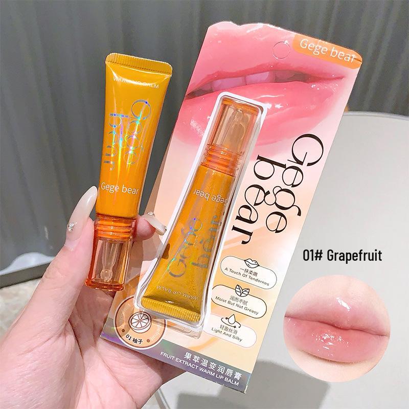 Gege Bear Fruit Extract Temperature-Changing Lip Balm - Silky, Natural, Lightweight, Beginner-Friendly.