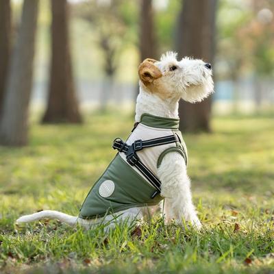 Outdoor Dog Coat with Ring Autumn Winter Dog Vest Waterproof Reflective Stripe Dogs Clothes Fleece-lined Cotton Pet Clothing
