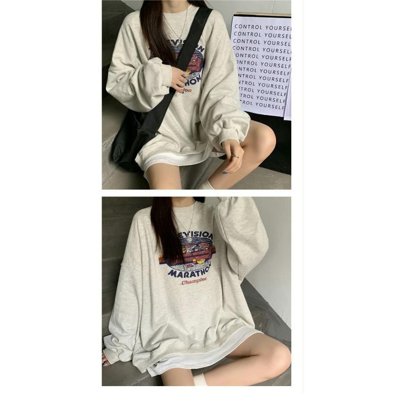 Rundhals Pullover Damen Locker Top