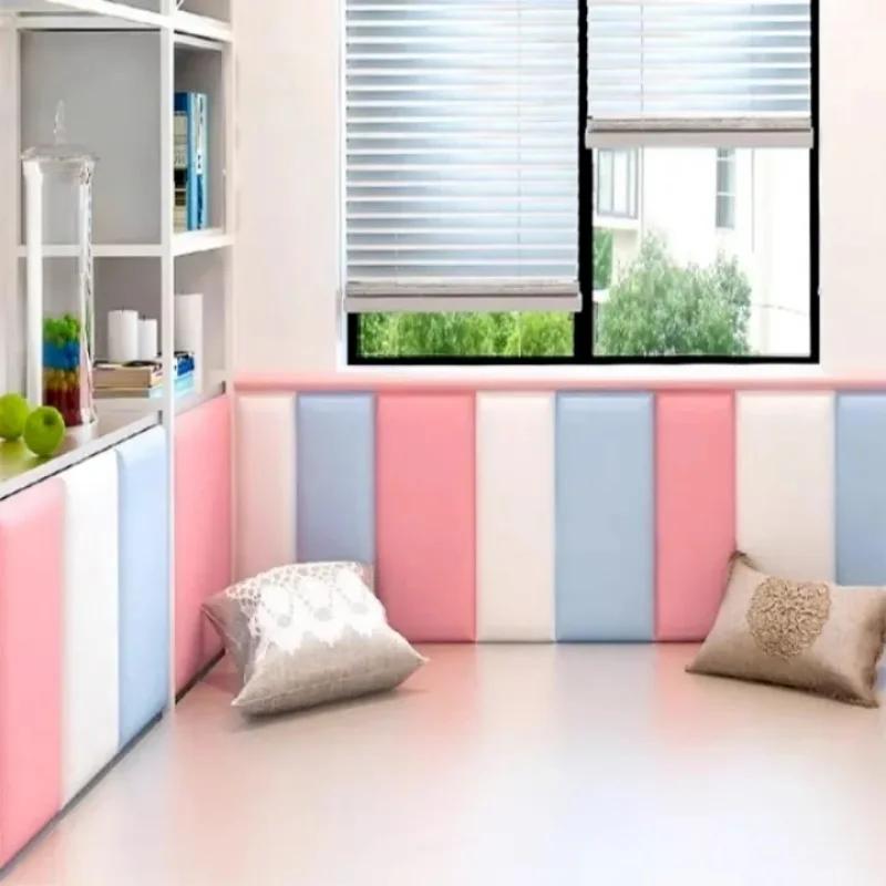 3D Wall Stickers Self-Adhesive Thicken Tatami Anti-Collision Soft Back Wall Mat Anti-Bump Living Room Background Wall Pad Decor
