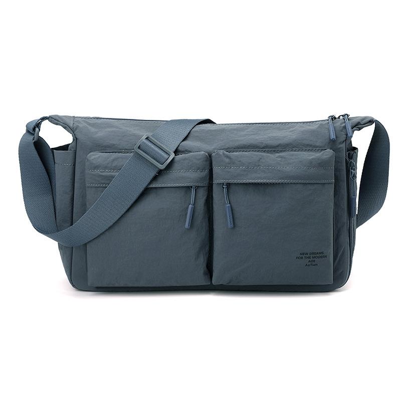 Multi-Pocket Nylon Messenger Bag with Zipper Closure Casual Crossbody Shoulder Purse for Men Daily Travel