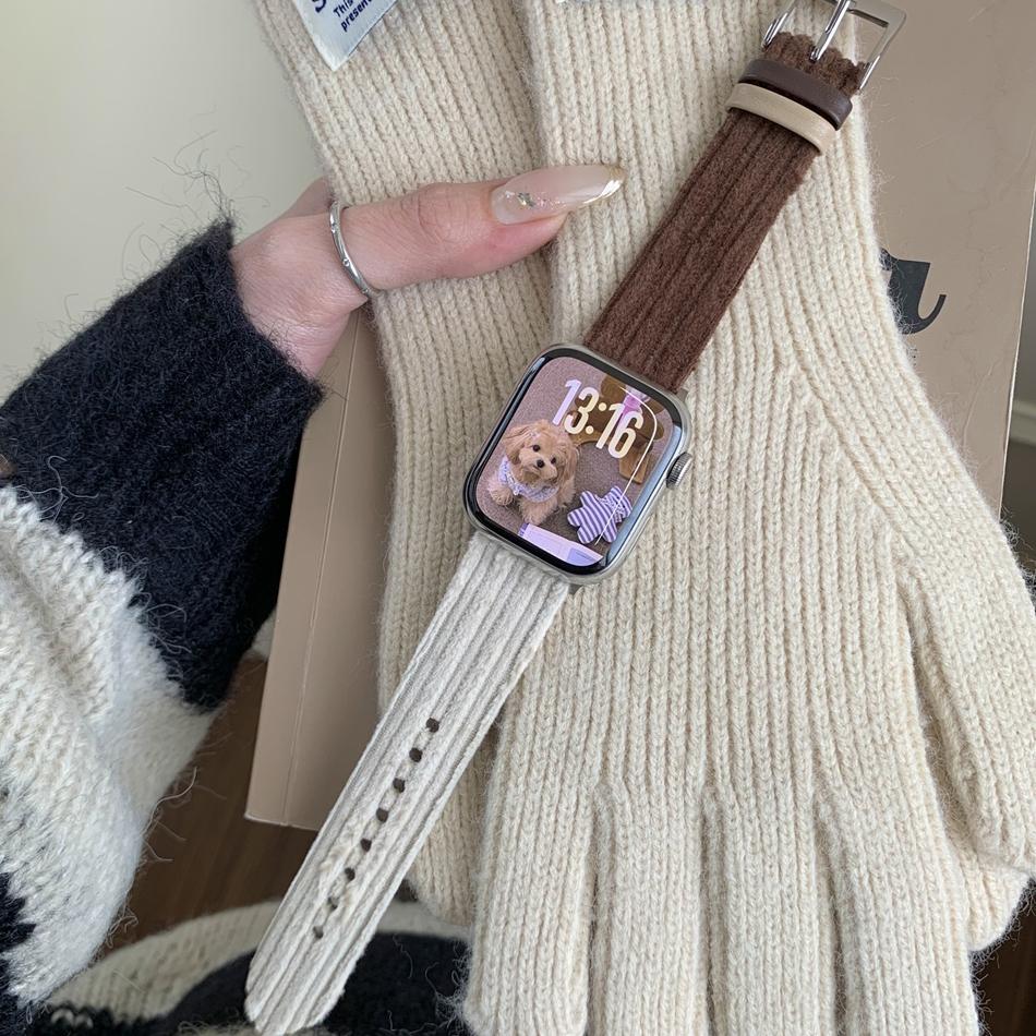 Color Match Corduroy Leather Bracelet For Apple Watch Band S11/10/9/8/7/6/5/Ultra iWatch Strap 49/46/45/44/42/41/40/38mm Casual