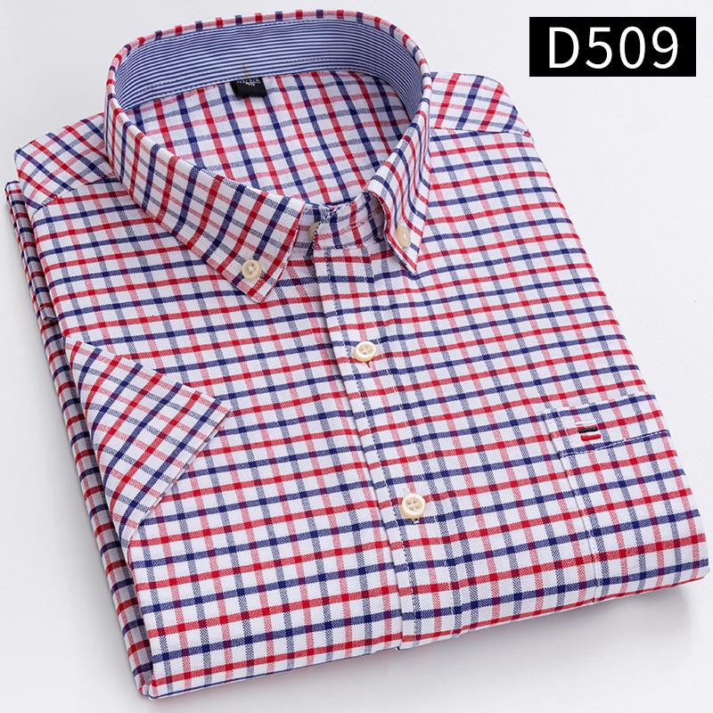 Neues Herren Social Shirt Kurzarm 100% Reine Baumwolle Oxford Weich Geknöpft Kariert Formal Herrenkleidung Tasche Social Shirt S-7XL