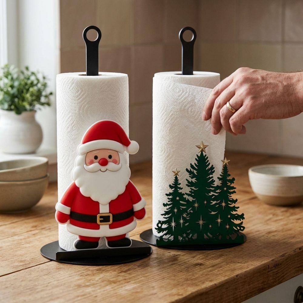 Non-Slip Base Santa Claus Towel Stand Rust-Resistant Kitchen Roll Dispenser Christmas