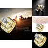Stylish Gold Titanium Steel Ring For Couples Featuring Hidden Zircon Stone Design