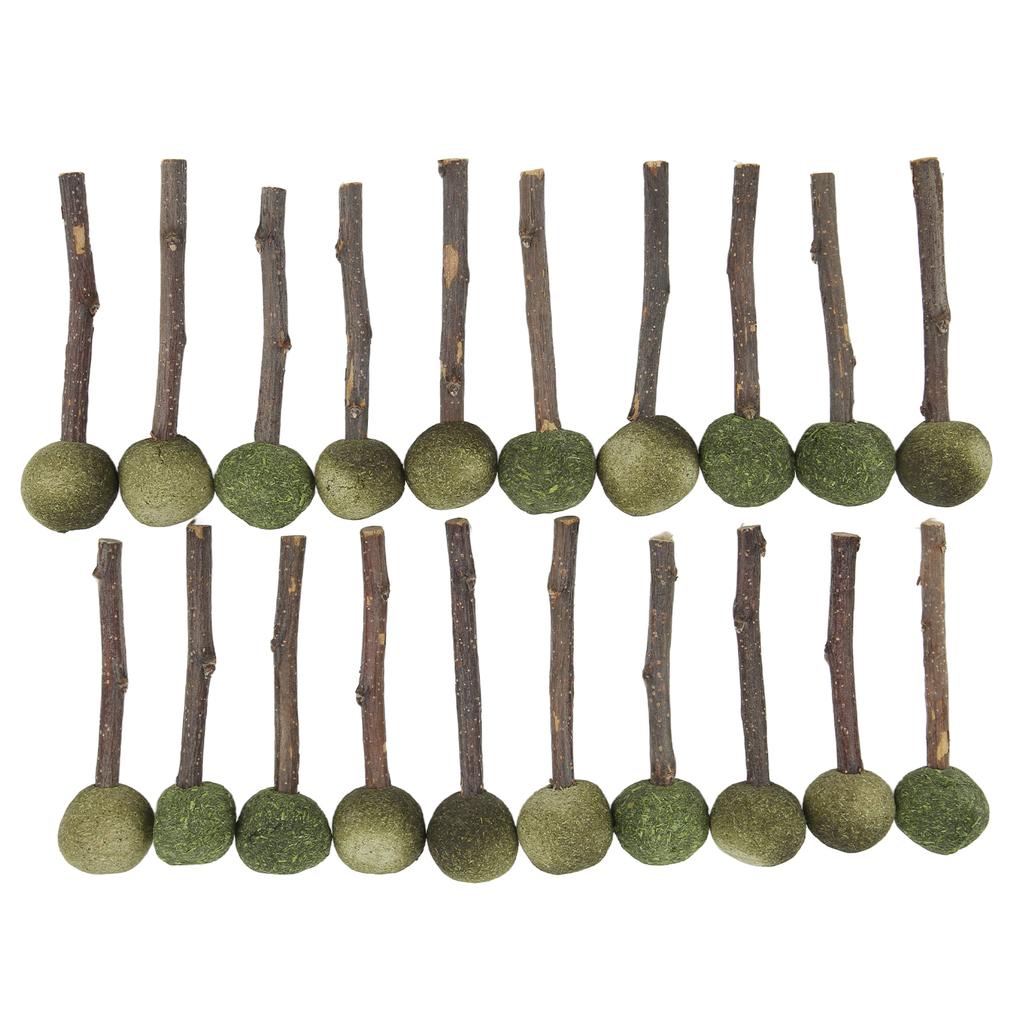 20pcs Rabbit Chewing Sticks Wooden Grass Ball Teeth Grinding Small Pet Biting Sticks for Hamsters Guinea Pigs